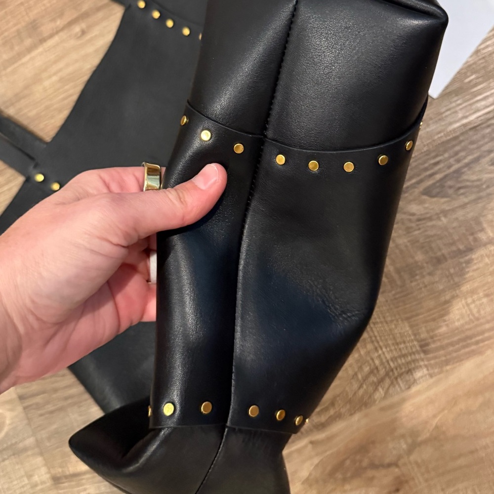 Madewell Black Tote with Gold Stud Trim - Picture 2 of 3